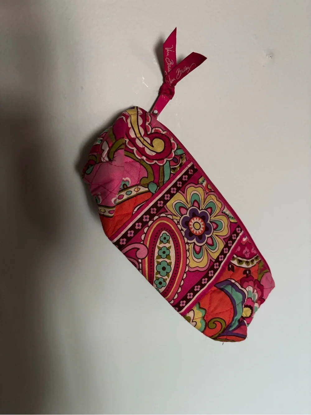 Colorful Floral Quilted Pencil Pouch - Pink Multi